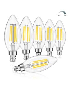 Linkind E12 Candelabra Vintage Edison LED Light Bulbs - Daylight，6 Pack